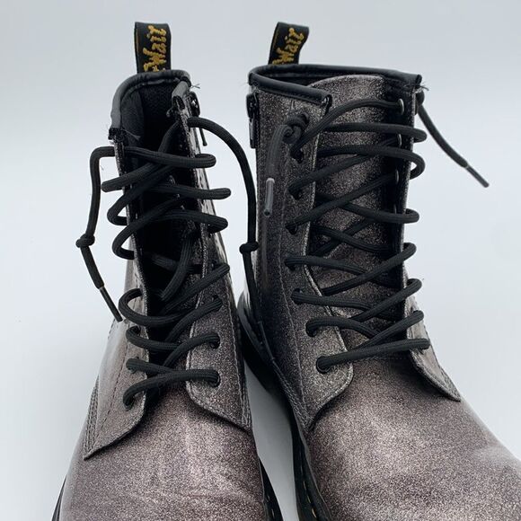 Dr Martens glitter gunmetal combat boots sparkles punk glam woman’s size 7 - Picture 7 of 11